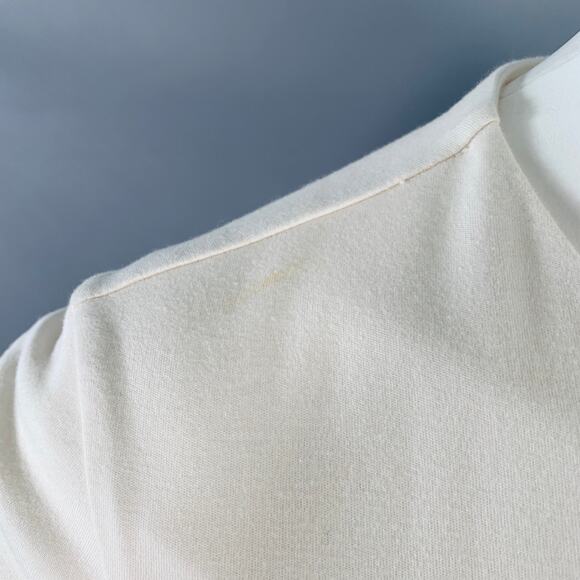 BRUNELLO CUCINELLI Size M Cream Cotton Blend Short Sleeve Peplum Casual Top - Picture 4 of 10